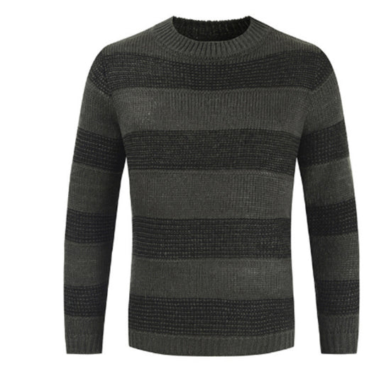 Casual Striped Knitted Round Neck Pullover Sweater 🧶🦓