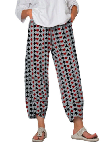 Women’s Linen Cropped Trousers – Loose Fit Casual All-Match Pants