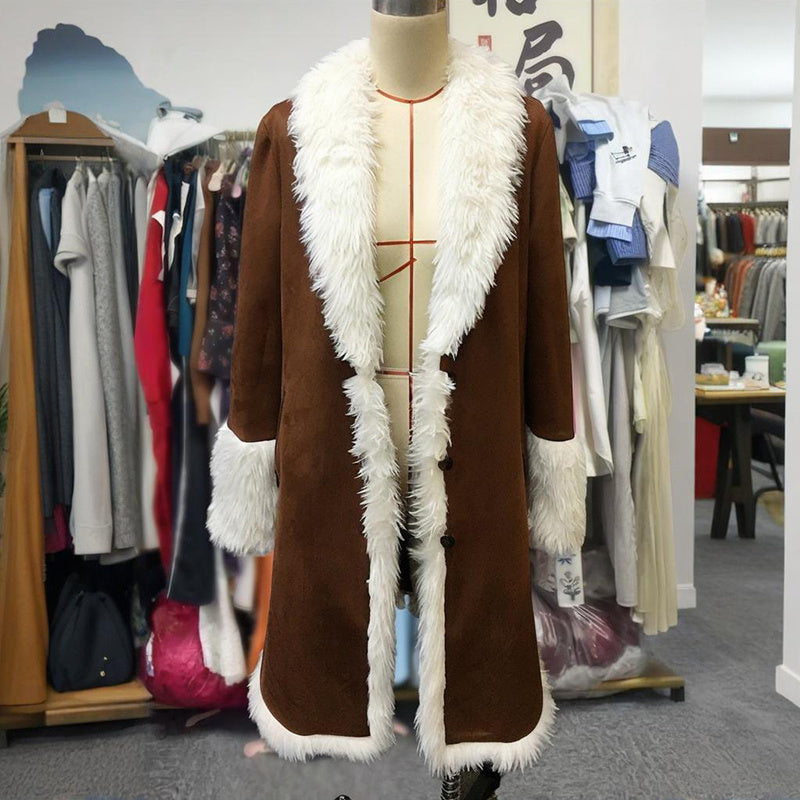 Vintage Coat Women |  Long Plush Coat With Fur Collar