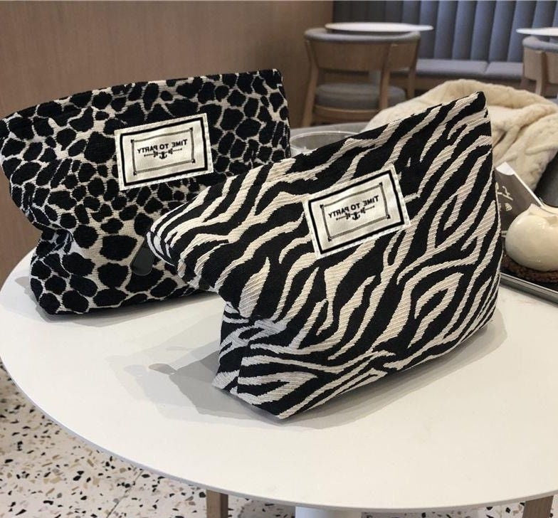 Women’s Leopard & Zebra Print Cosmetic Bag – Travel Makeup & Wash Bag