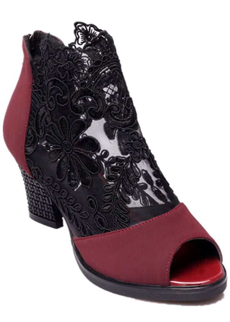 Woman Sexy Flower Lace Hollow Peep toe Gladiator Sandals Plus