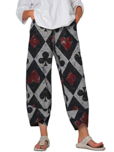 Women’s Linen Cropped Trousers – Loose Fit Casual All-Match Pants