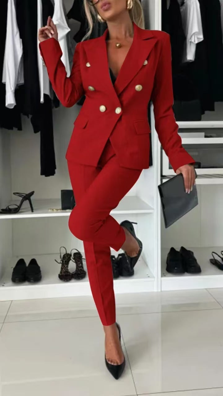 Office Business Set | Casual Suit Lapel Button-down Jacket For Women's
