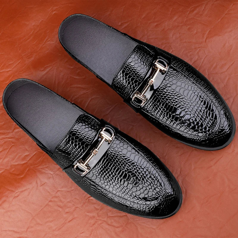 Men's Crocodile Slippers Fashion Outdoor Leather Loafers Comfortable Summer Casual Shoes Non-slip Design Footwear for Men