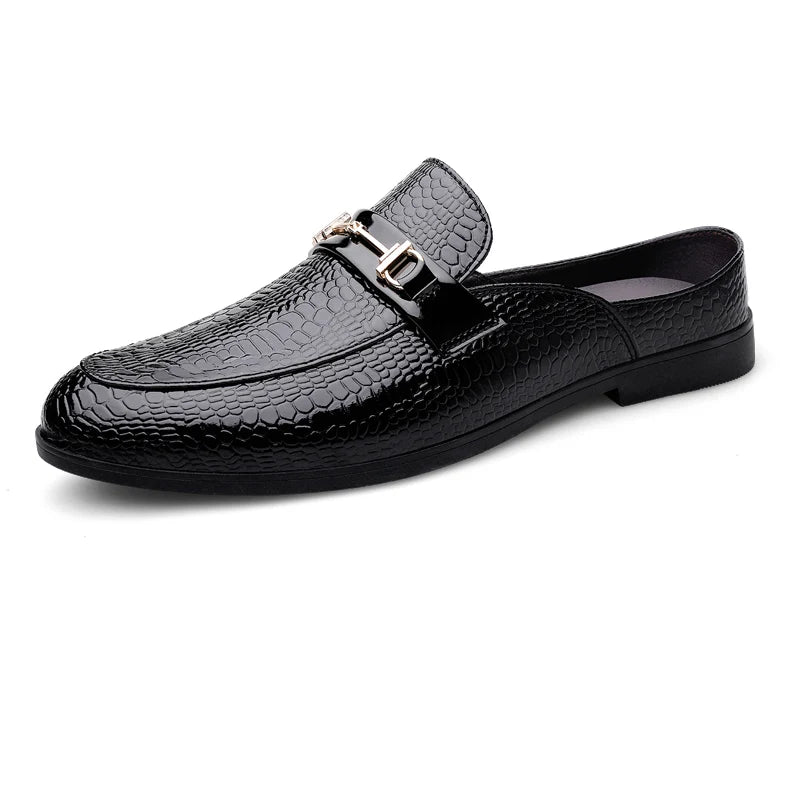 Men's Crocodile Slippers Fashion Outdoor Leather Loafers Comfortable Summer Casual Shoes Non-slip Design Footwear for Men