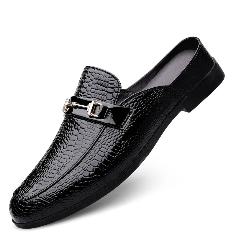 Men's Crocodile Slippers Fashion Outdoor Leather Loafers Comfortable Summer Casual Shoes Non-slip Design Footwear for Men