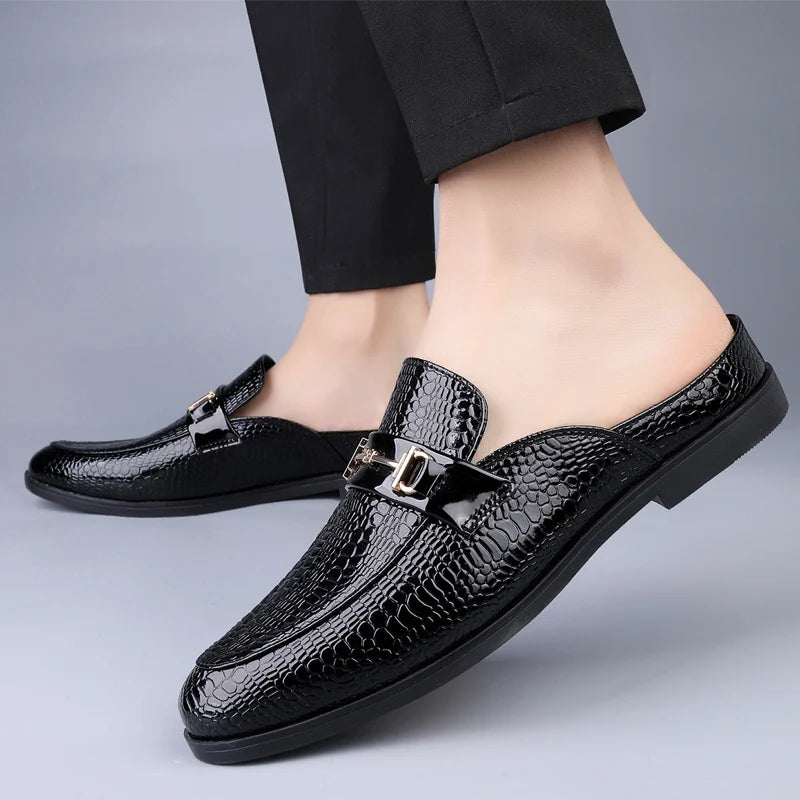 Men's Crocodile Slippers Fashion Outdoor Leather Loafers Comfortable Summer Casual Shoes Non-slip Design Footwear for Men
