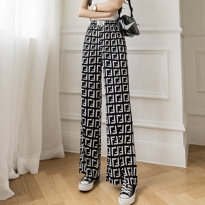 Women’s High-Waist Plaid Flared Pants – Slimming Slit Summer Trousers
