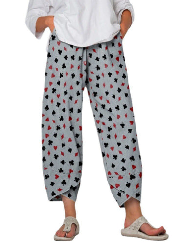 Women’s Linen Cropped Trousers – Loose Fit Casual All-Match Pants