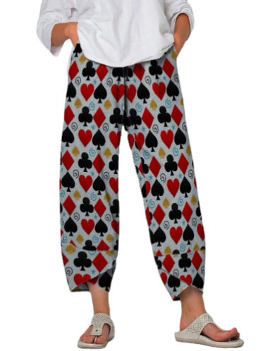 Women’s Linen Cropped Trousers – Loose Fit Casual All-Match Pants