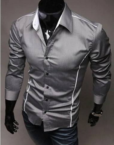 Men Cotton Slim Shirt | Long Sleeve High Quality