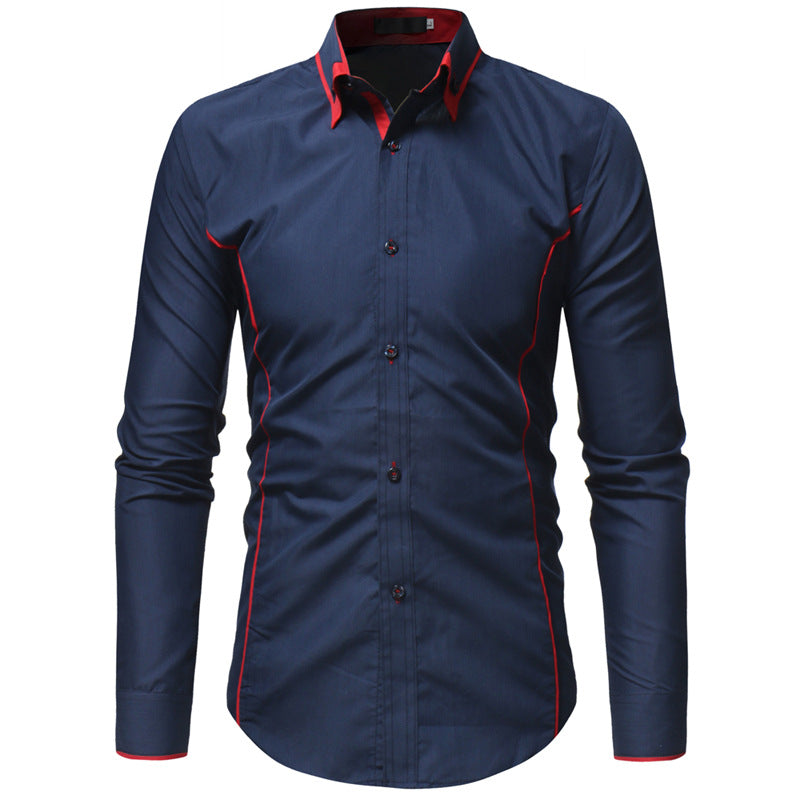 Long Sleeve Shirt For Winter Foreign Trade New Fashion Hit Color Double Collar