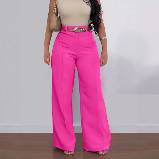 Women’s Simple Casual Trousers – Comfortable Everyday Pants (No Belt)