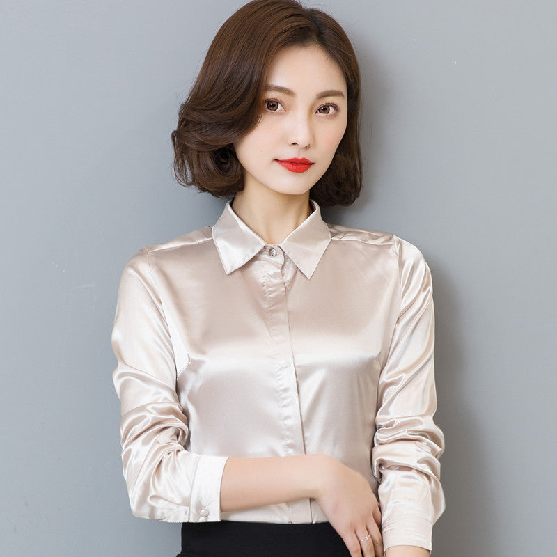 Simulated Silk Long-sleeved Shirt Fashion Casual Business Wear