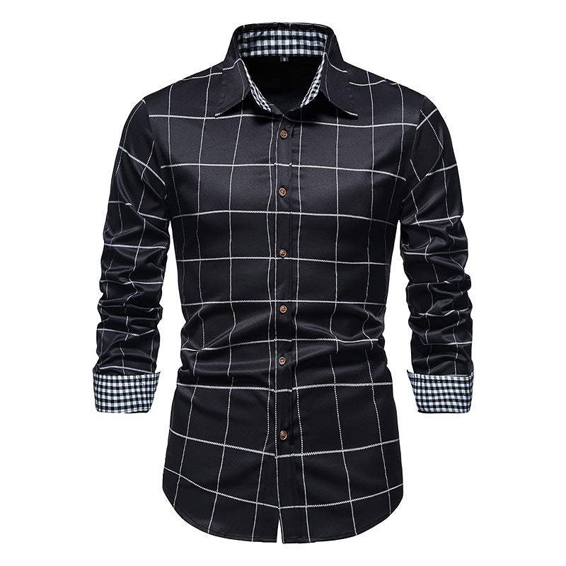 Men's Long Sleeved Shirt | White Black Red Navy Blue