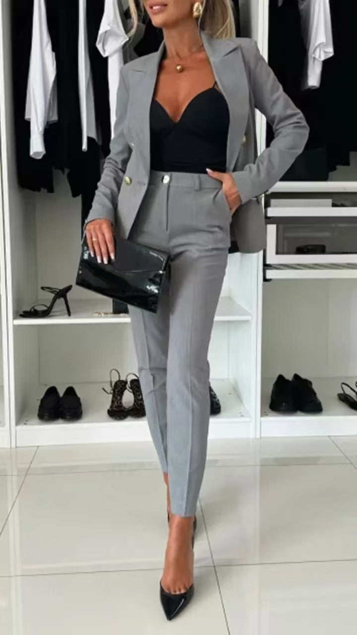 Office Business Set | Casual Suit Lapel Button-down Jacket For Women's
