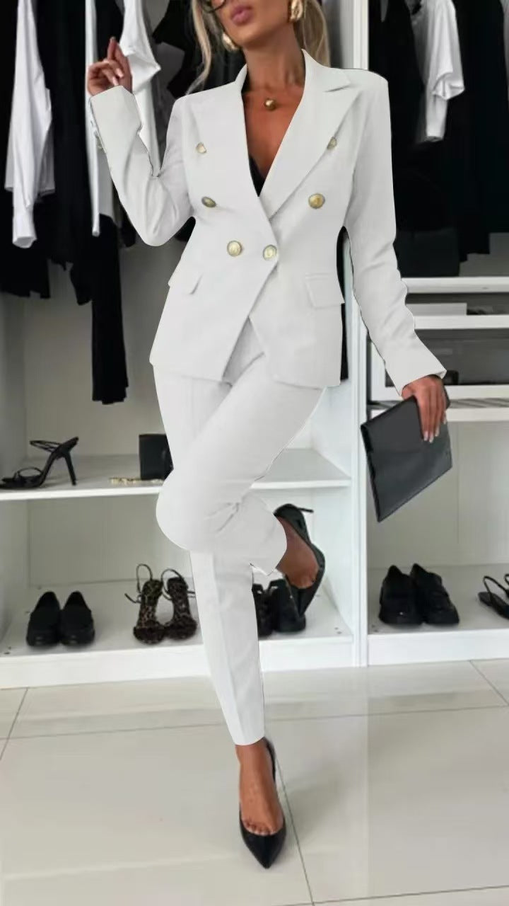 Office Business Set | Casual Suit Lapel Button-down Jacket For Women's