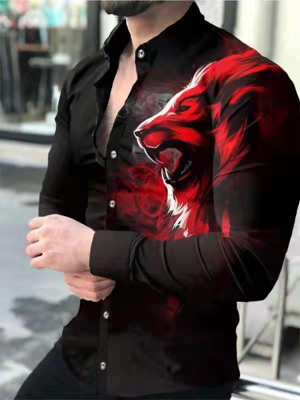 Youth Long Sleeve Shirt Casual Slim Fit Men European & American Fashion