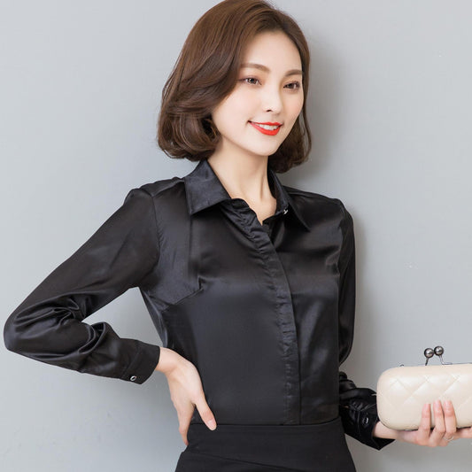 Simulated Silk Long-sleeved Shirt Fashion Casual Business Wear