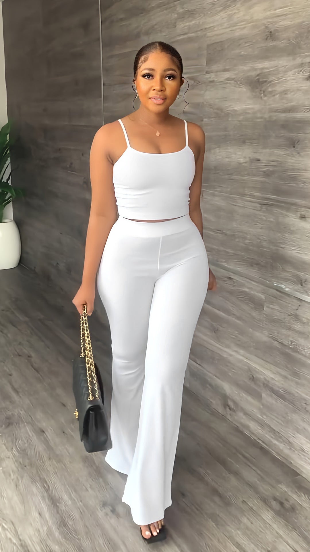 Women's Elegant Solid Color Sling Bell-bottom Pants Simple