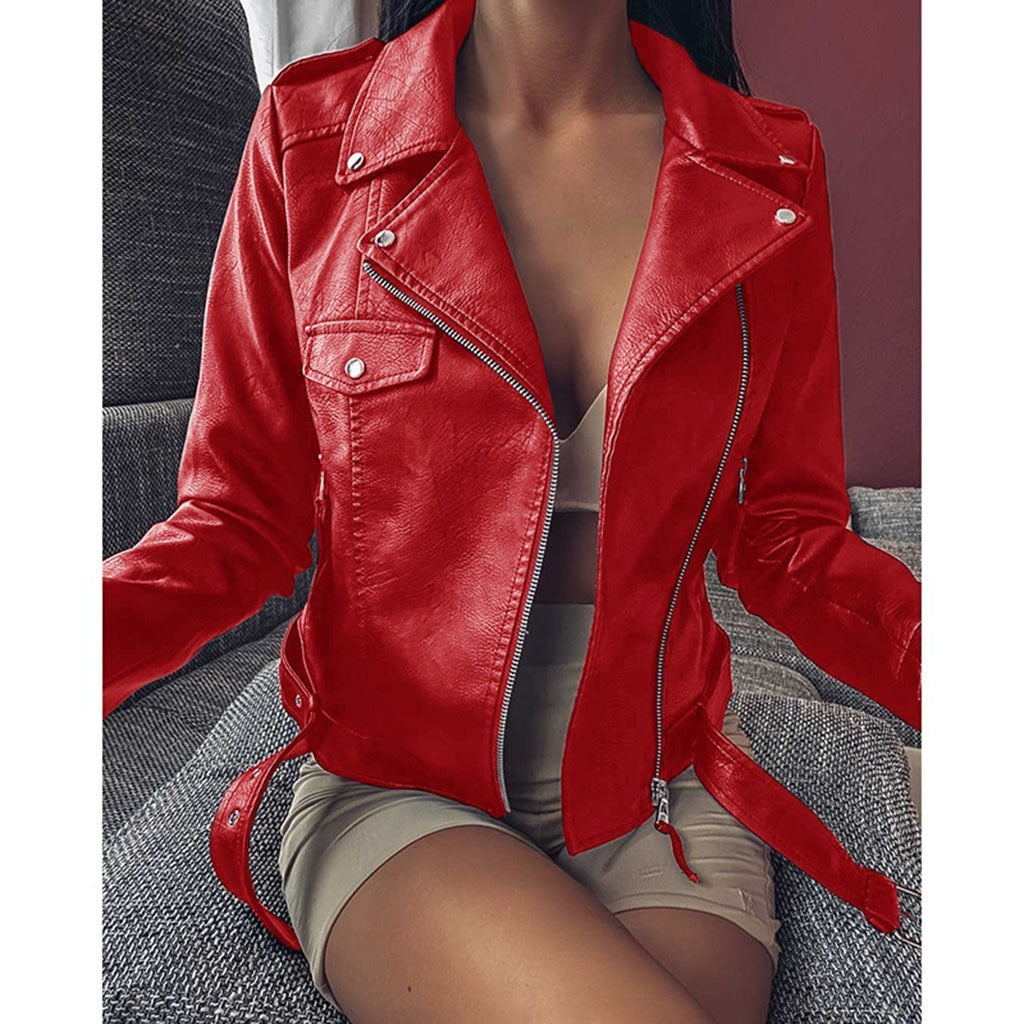 Stylish Leather Jacket For Women | Short PU Leather Motorcycle Coat