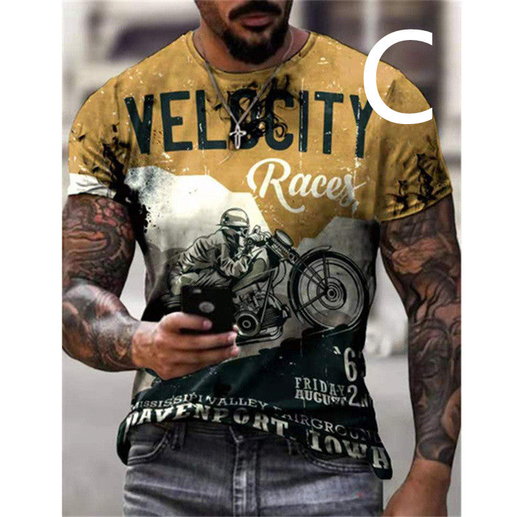 Men's T-shirt Car Highway Motorcycle Hip Hop For Summer