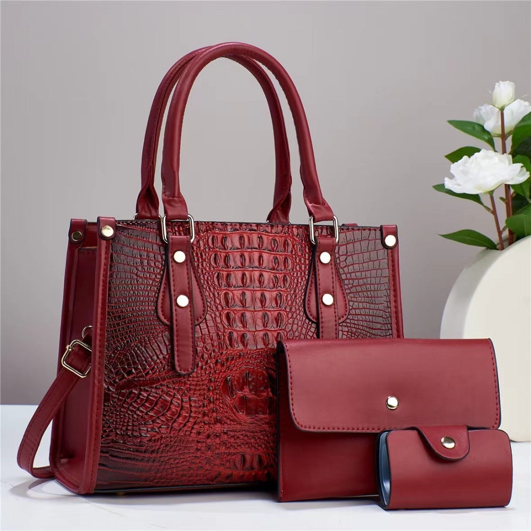 Women’s Contrast Color Three-Piece Set – Minimalist Textured Outfit