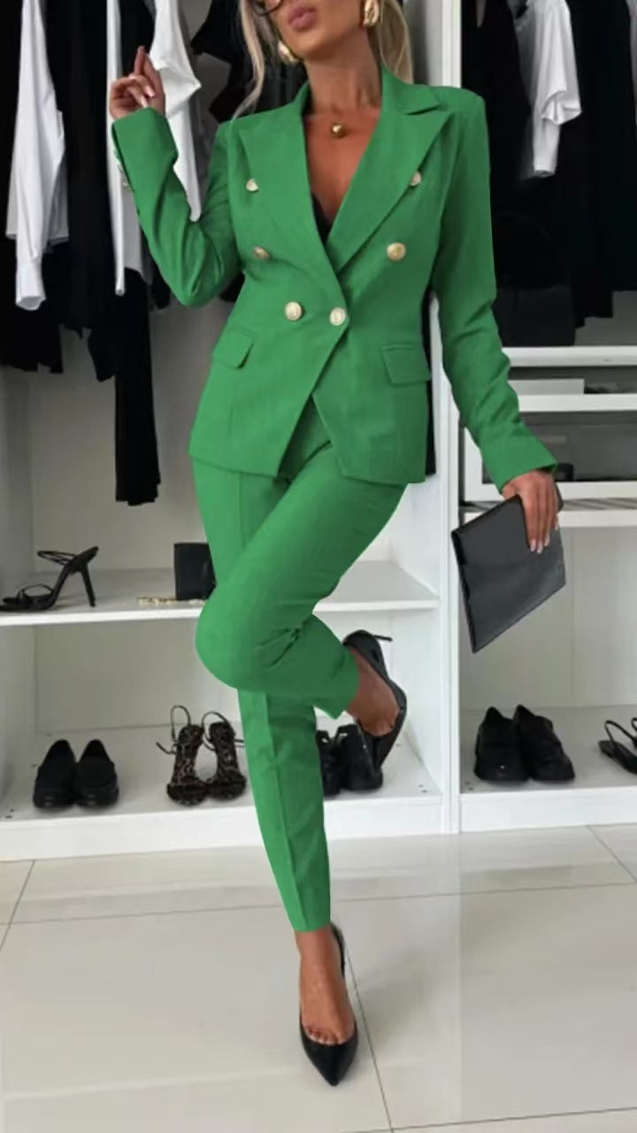 Office Business Set | Casual Suit Lapel Button-down Jacket For Women's