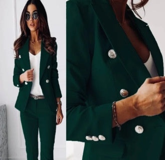 Office Business Set | Casual Suit Lapel Button-down Jacket For Women's