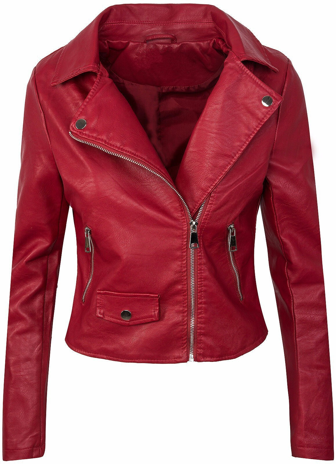 Stylish Leather Jacket For Women | Chic Slim PU Leather Fall Winter Coat With Short Zipper