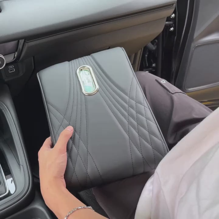 1pc Car Central Armrest Box Heightening Pad PU Leather Memory Cotton Armrest Box Pad With Tissue Box And Storage Bag