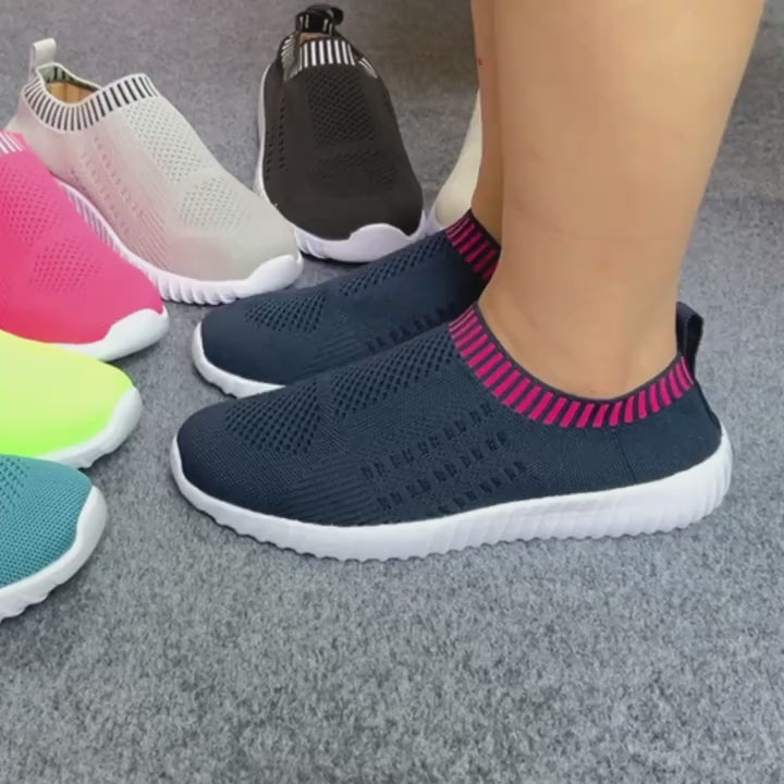 Womens Breathable Knit Sneakers Casual Lace Up Outdoor Shoes Lightweight Mesh Low Top Shoes