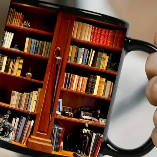 1pc Library Bookshelf Cup Book Lover Coffee Cup Librarian Cup Book Coffee Cup Book Club Cup Library Items Bookworm Cup Gift Given To Readers Book Lovers Book Gift Black