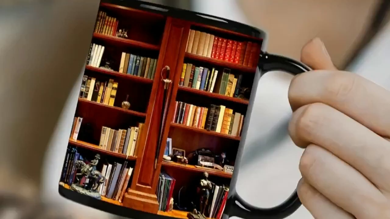 1pc Library Bookshelf Cup Book Lover Coffee Cup Librarian Cup Book Coffee Cup Book Club Cup Library Items Bookworm Cup Gift Given To Readers Book Lovers Book Gift Black
