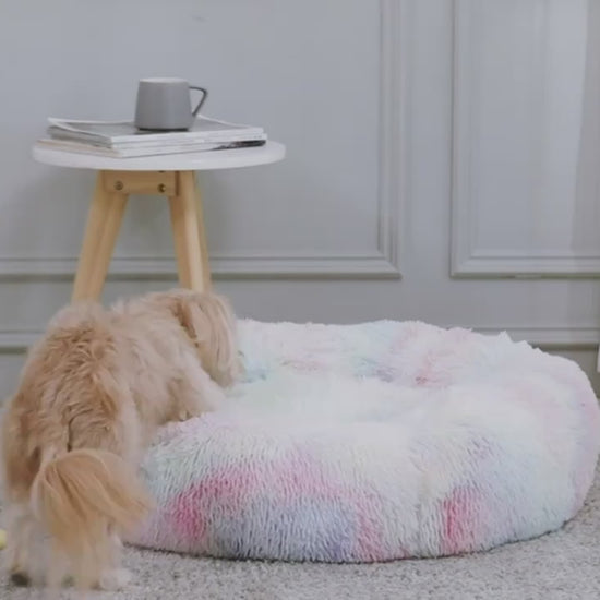 Dog Bed Round Donut Cuddler Warming Cozy Soft Bed Faux Fur Plush Cushion Bed For Small Medium Dogs And Cats