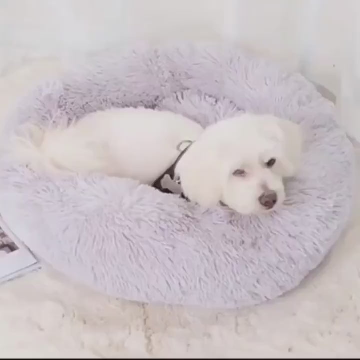 1pc Long Plush Warm Round Pet Nest Pad Deep Sleep Cat Nest Dog Nest Small And Mediumsized Pet Nest Comfortable Soft Thickened Round Sofa Increased Nonslip Comfortable Warm Nest