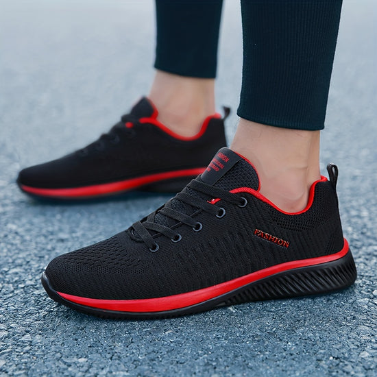 Mens UltraLight Running Sneakers Breathable Mesh Solid Color Versatile Athletic Shoes with Secure LaceUp Fit